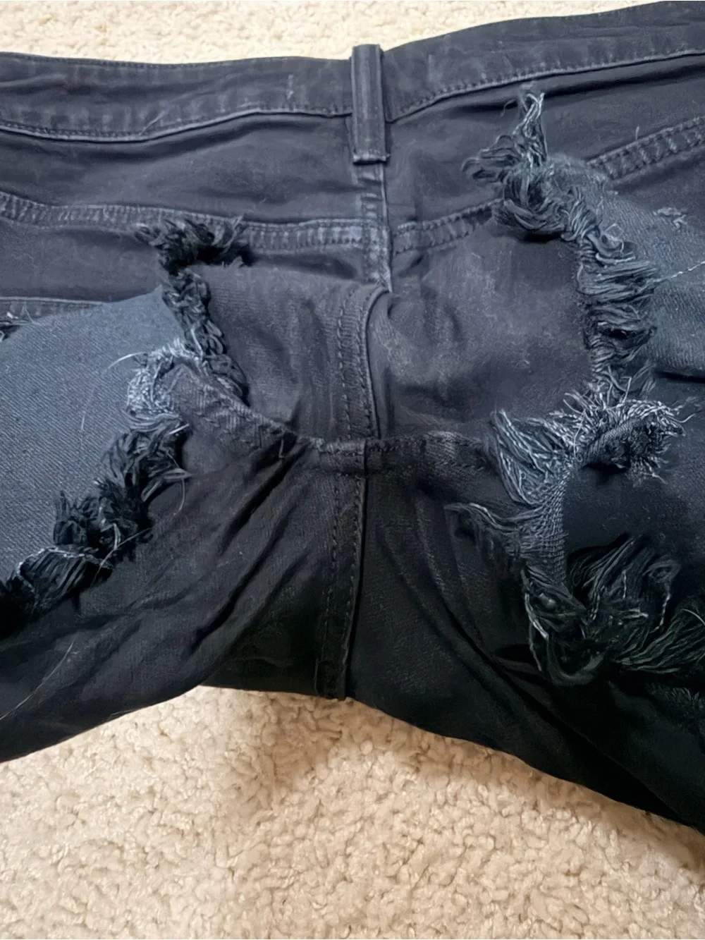 We The Free Black Distressed Denim Shorts